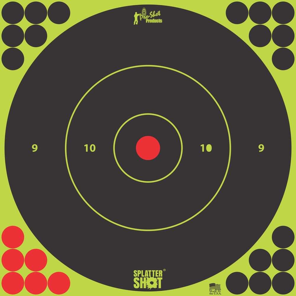 Targets Pro Shot Products 4.50" 6 SPLATTERSHOT BULLSEYE GRN 12 TARGET PK